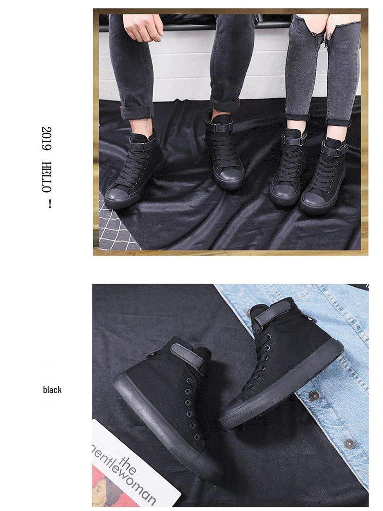 Korean Style Women's High-Top Canvas Shoes - Versatile & Trendy Heightening Sneakers
