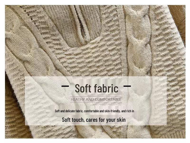 2025 New Women's Loose Japanese Style Half-Zip Cable Knit Turtleneck Sweater for Autumn and Winter