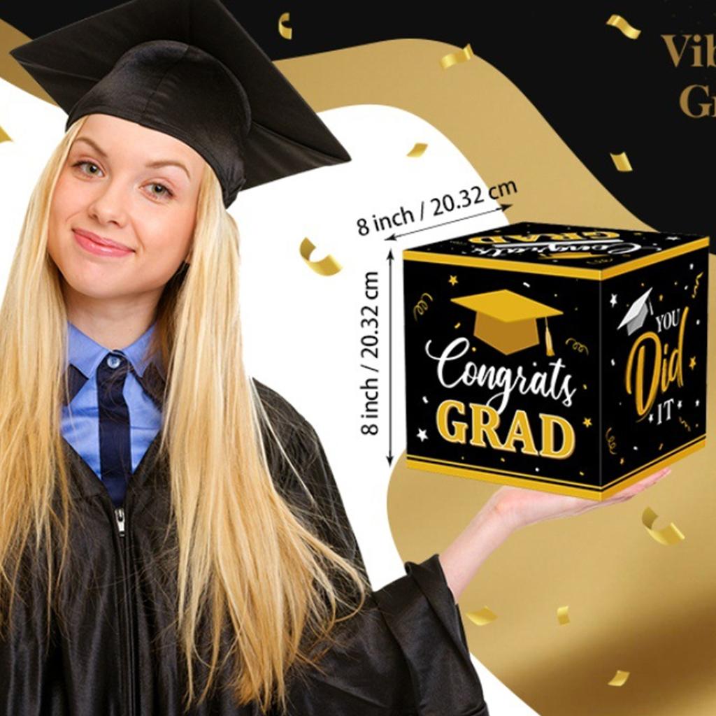 Graduation Card Collection Box with 20 Cards Congrats Grad Keepsake Box for Graduation Party Memory Storage and Greeting Cards Set