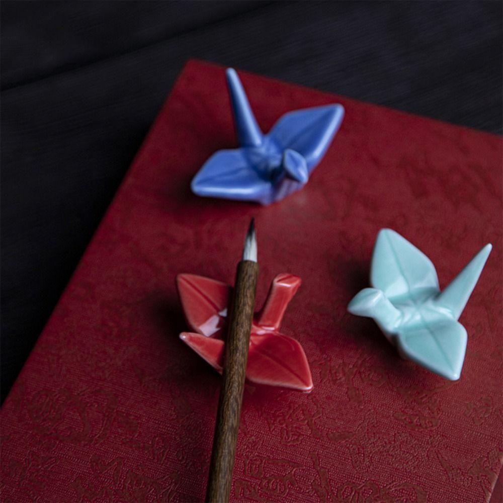 1pcs Desktop Decor Ornament Chopstick Holder Paper Crane Shape Chopsticks Pillow  Desktop
