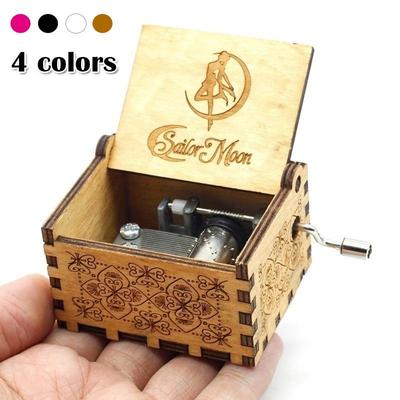 Sailor Moon Cosplay Prop Antique Carved Wooden Hand Crank Music Box Anime Christmas Birthday Gift