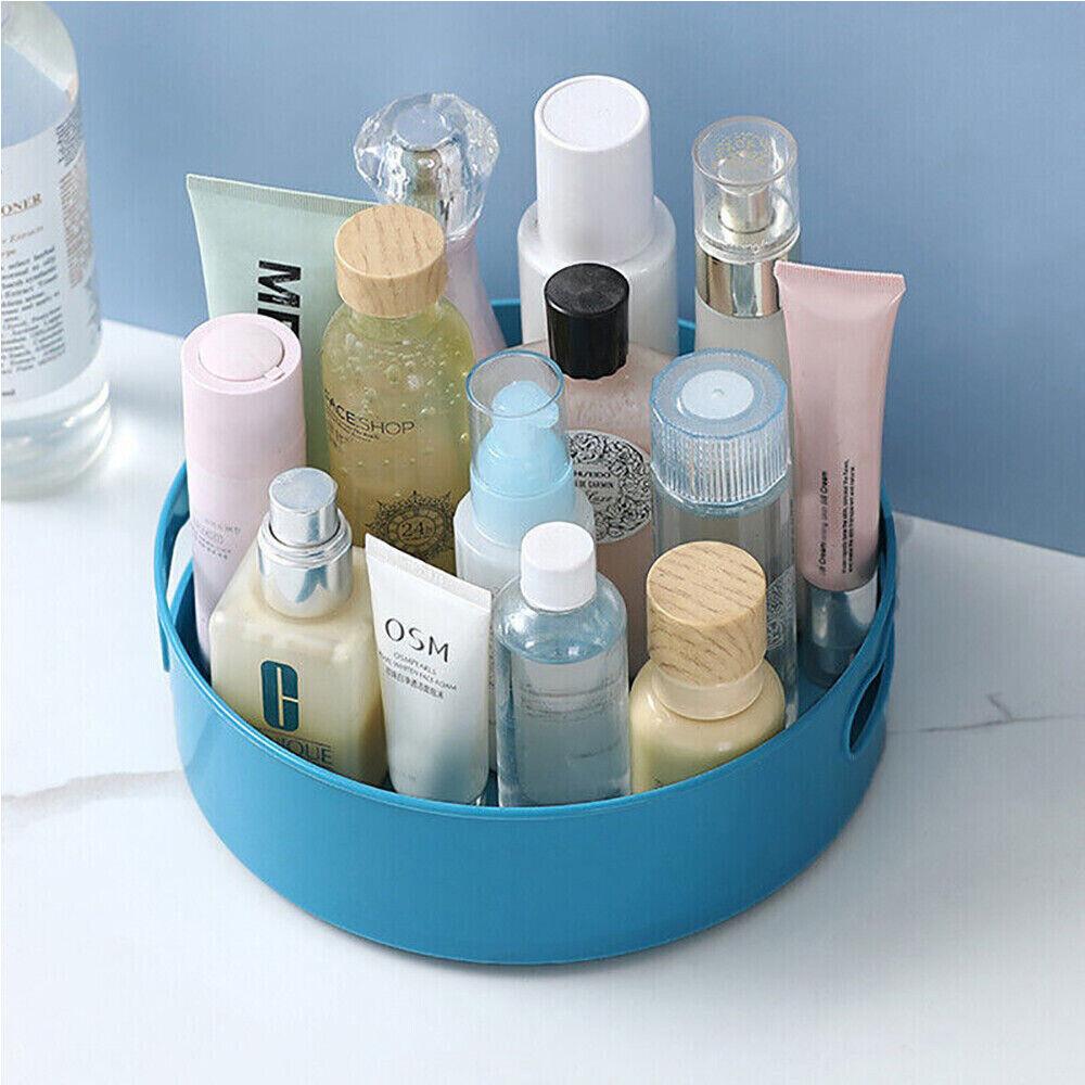 Space-saving Rotating Kitchen Storage Box With Elegant White And Blue Colors For Countertops