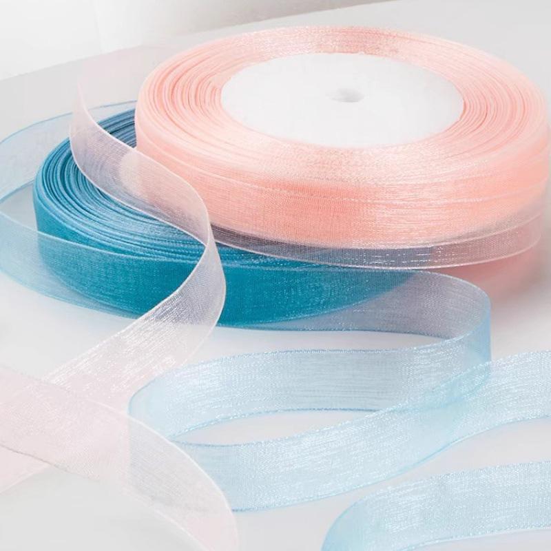 50yards Braided Hair Ribbon Binding Bow Ties DIY for Gift Wrapping 2.5cm Floral Bouquet Decorative Tulle Ribbon