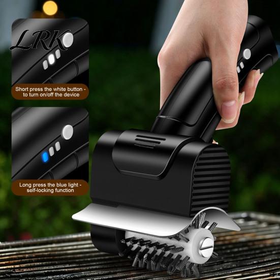 Electric BBQ Brush Grill Brush, Cordless Type-C Rechargeable Cleaning with High-Speed Motor, Power for Outdoor Splash Guard, Stainless Steel Bristles,