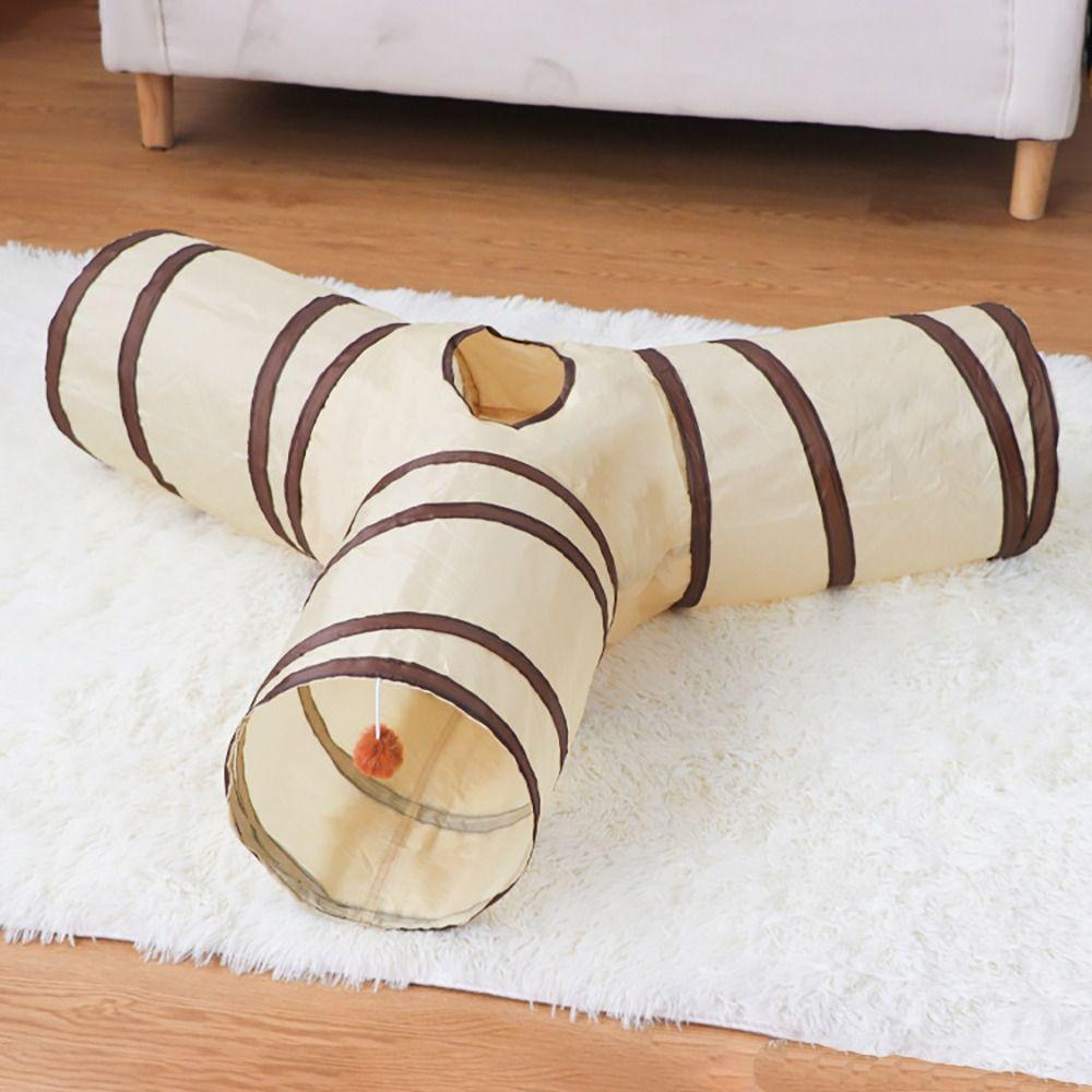 Foldable Cat Tunnel Tube Polyester+Steel Wire Cat Maze Tunnel Portable Pet Fun Play Toy Guinea Pig