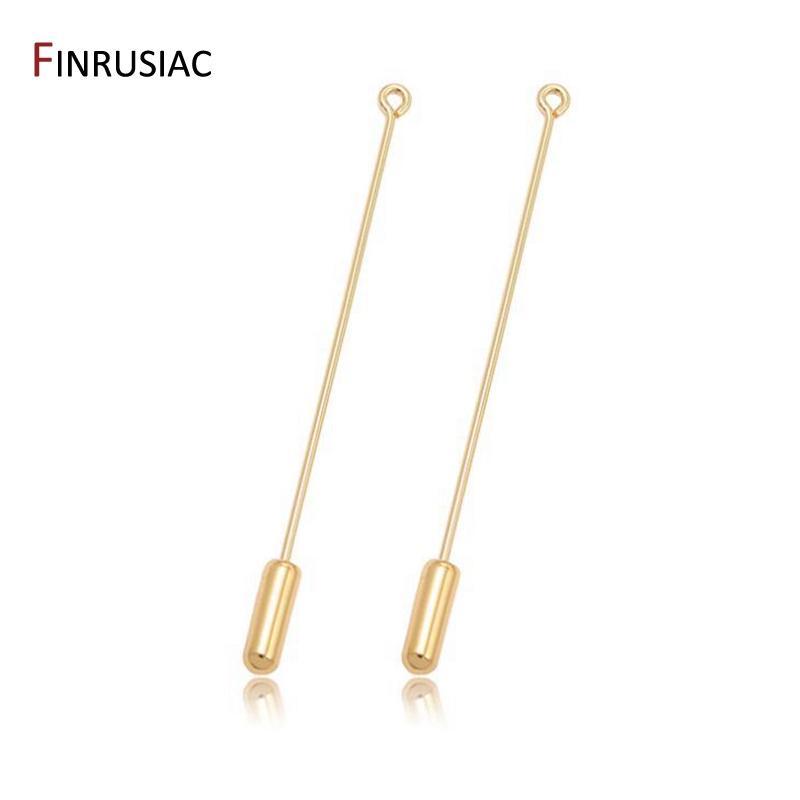 

14K Real Gold Plated 65mm Safety Pins Stopper Loop Brooch Base for DIY Brooch Jewelry Making Supplies 2 pcs