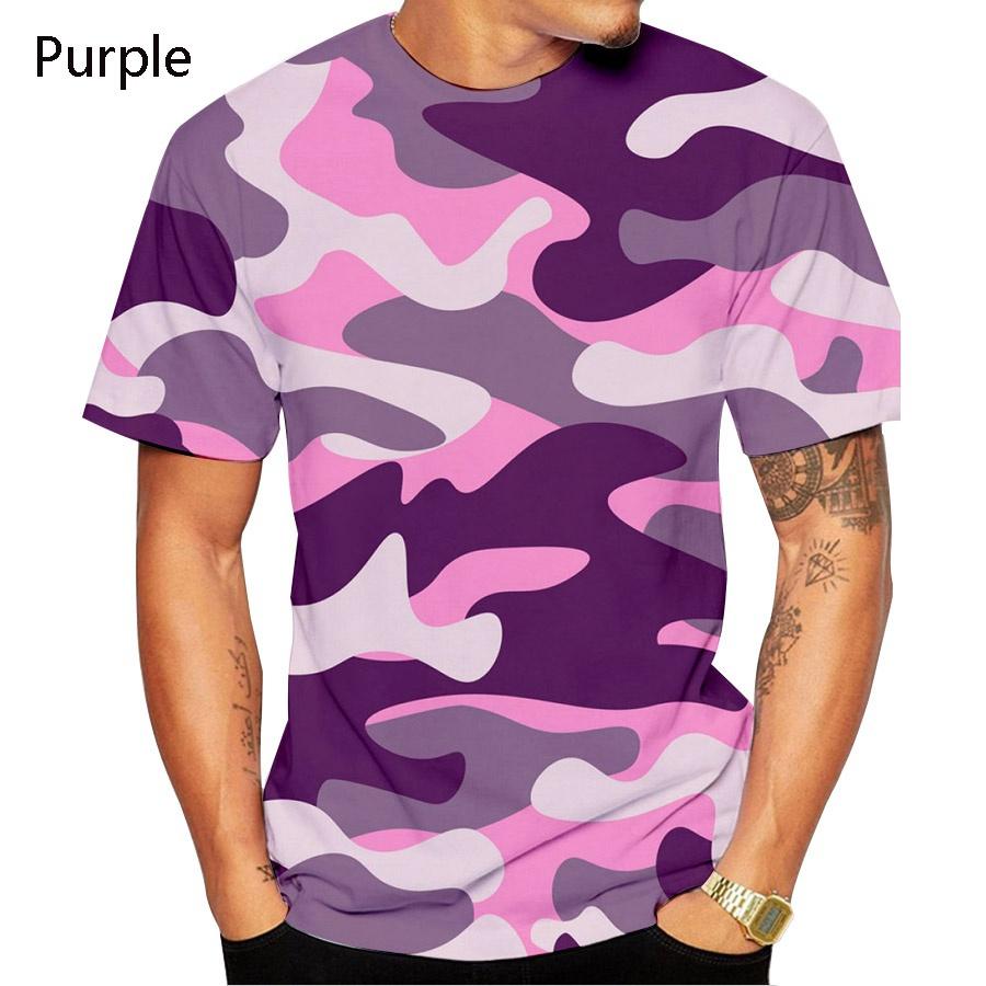 Summer New Men Casual Fashion Camouflage Printing 3D T-Shirt Short Sleeve Tops