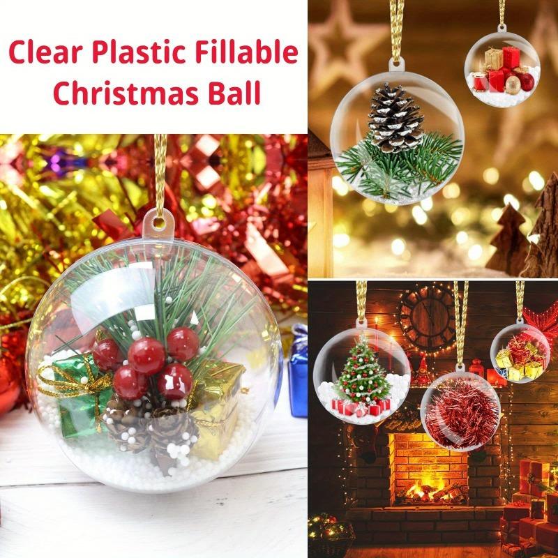 1/20Pcs Fillable Transparent Hanging Balls Plastic Christmas Ornaments Hollow Decorative Hanging Balls Xmas Tree Pendant Supply