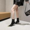 Women Pointed Stiletto Heel Ankle Boots 2025 New European Style Metal Toe Black Gold Sexy Boots