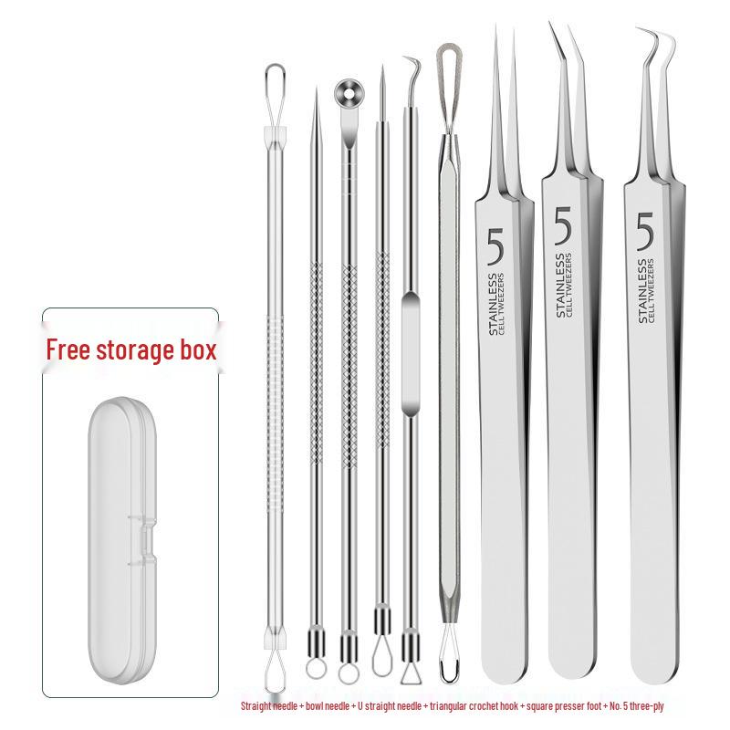 Stainless Steel Blackhead Remover Tool - Needle & Clip for Acne and Makeup.