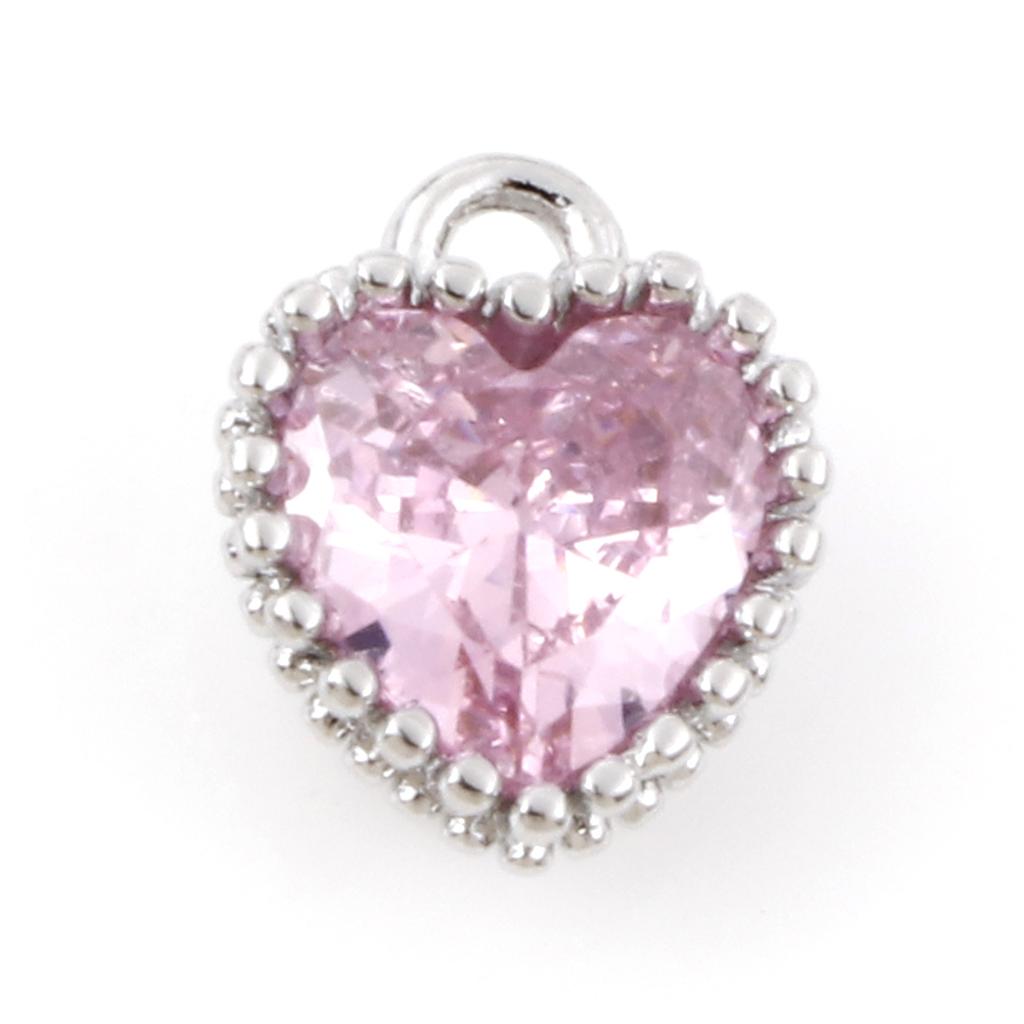 2PCs Birthstone Charms Heart Rhinestone Pendants For Necklace Bracelet Jewelry Making Diy Findings 8x6.5mm