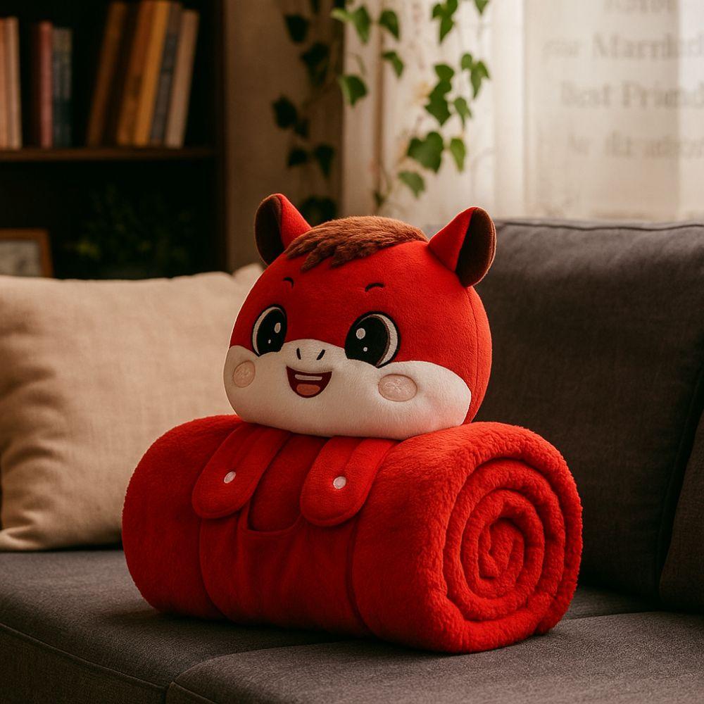 Universal Soft Warm Horse Mascot Blanket Comfortable Fluffy Throw Flannel Blanket Cartoon Folding Nap Blanket Travel