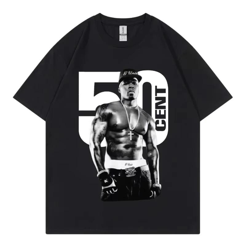 Rapper 50 Cent Graphic T Shirts Male Fashion Hip Hop Vintage Short Sleeve Tshirt Women Summer 100 Cotton Oversized Tshirts