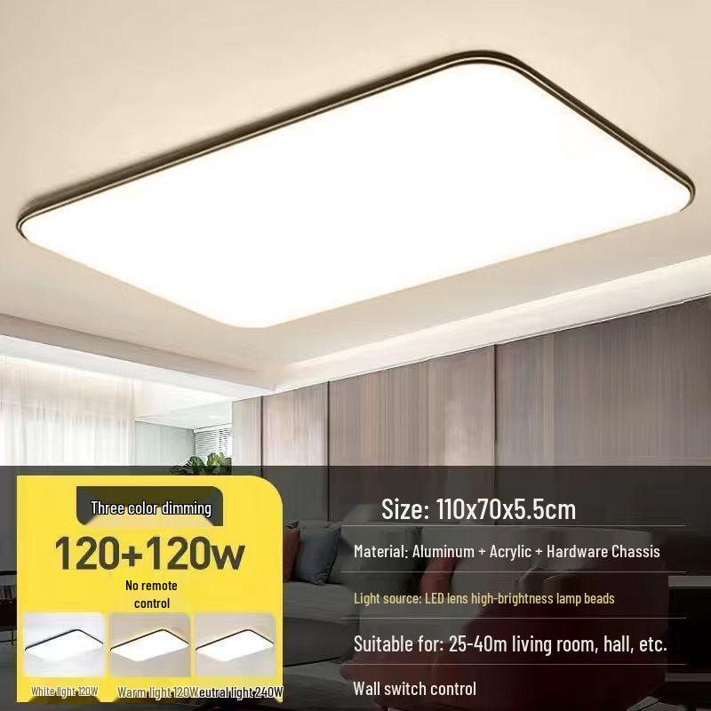 Modern LED Rectangular Ceiling Light - Large Minimalist Fixture for Living Room or Bedroom (2025 Model)