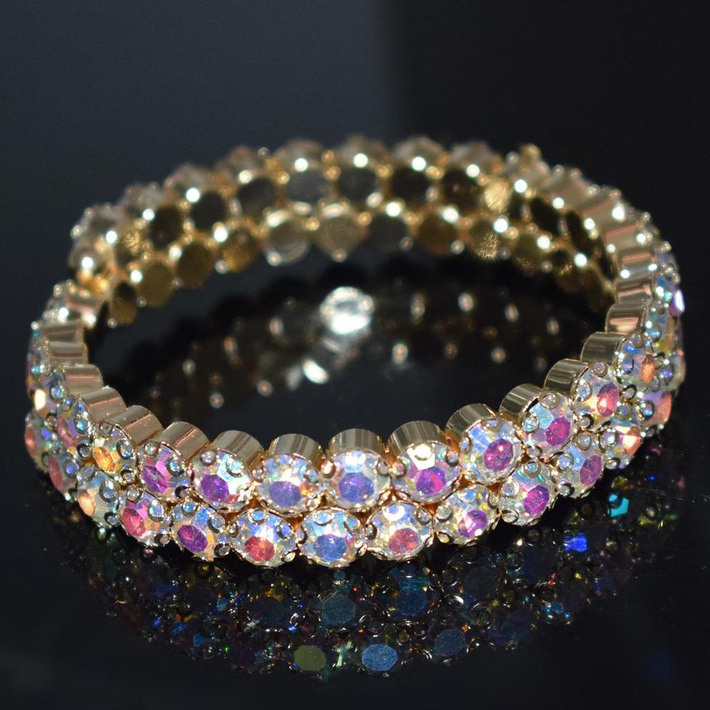 Squisito Bracciale da Sposa con Strass Esagerati per Esibizione sul Palco