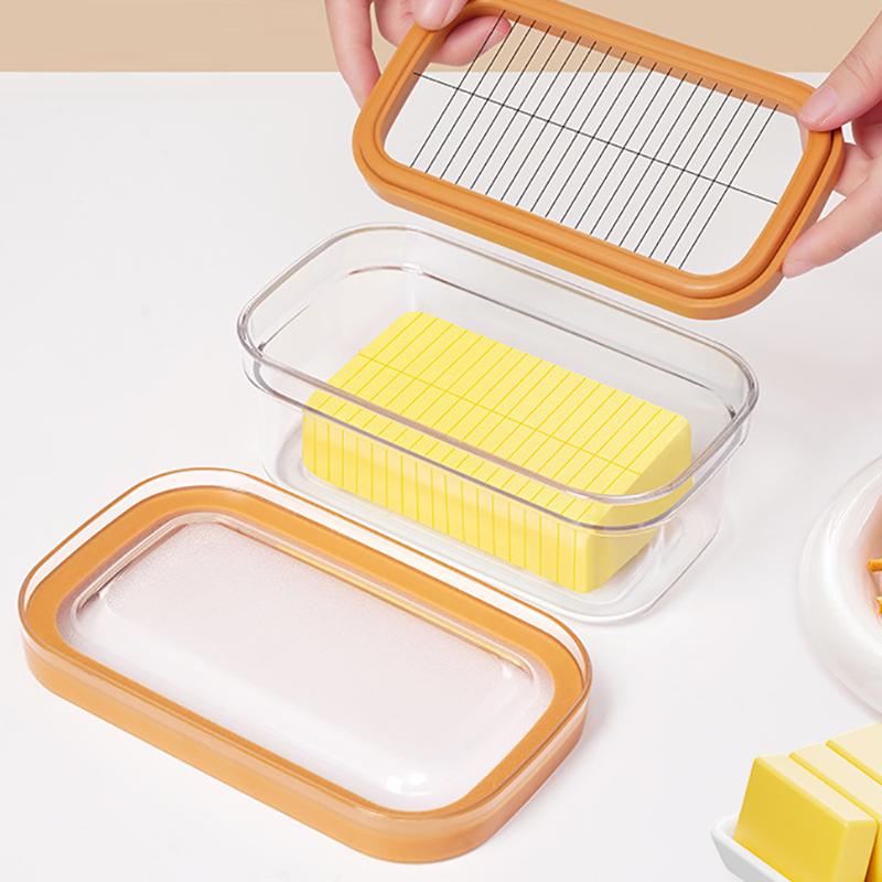 Máselnička Nádoba na máslo S kráječem, Průhledná Vzduchotěsná Kráječ na máslo pro snadné krájení a skladování