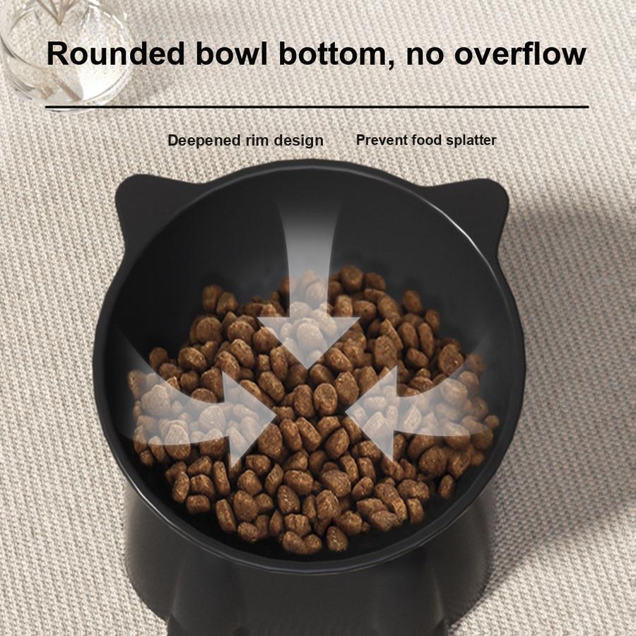 Large Capacity Cat Food Bowl Plastic Elevated Cat Bowl Anti-Spill Pet Water Bowl for Cats