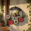 Bloemige Vlinder Wanddecoratie Meerkleurig Metaal Welkom Decor Rond Frame Bord