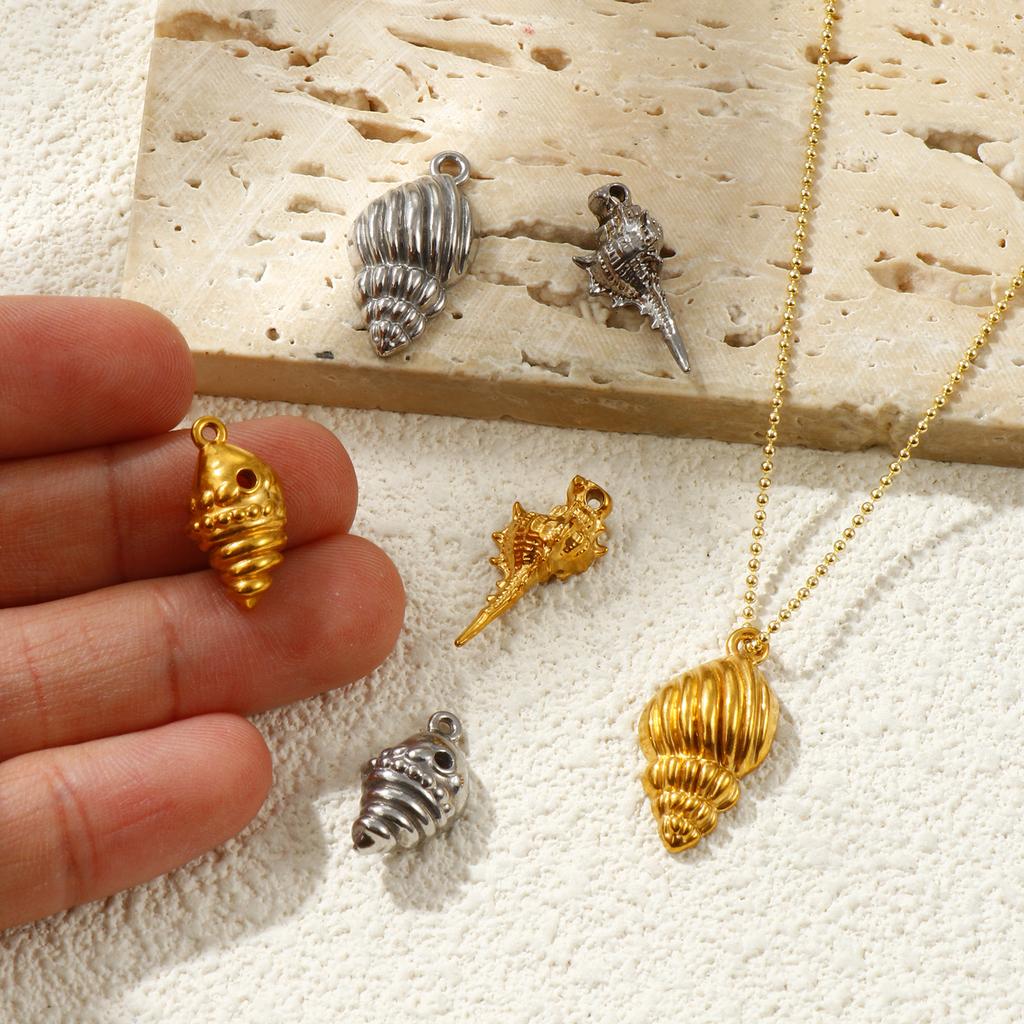 2 PCs 304 Stainless Steel Charms Multicolor Conch/ Sea Snail Ocean Pendants For DIY Necklace Earrings Jewelry Making Findings