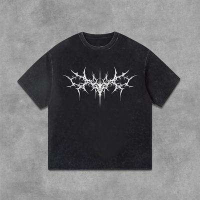 Vintage Gothic Print Graphic Acid Washed T-shirt Unisex Casual and Comfortable Selected Quality Graphic T Shirts