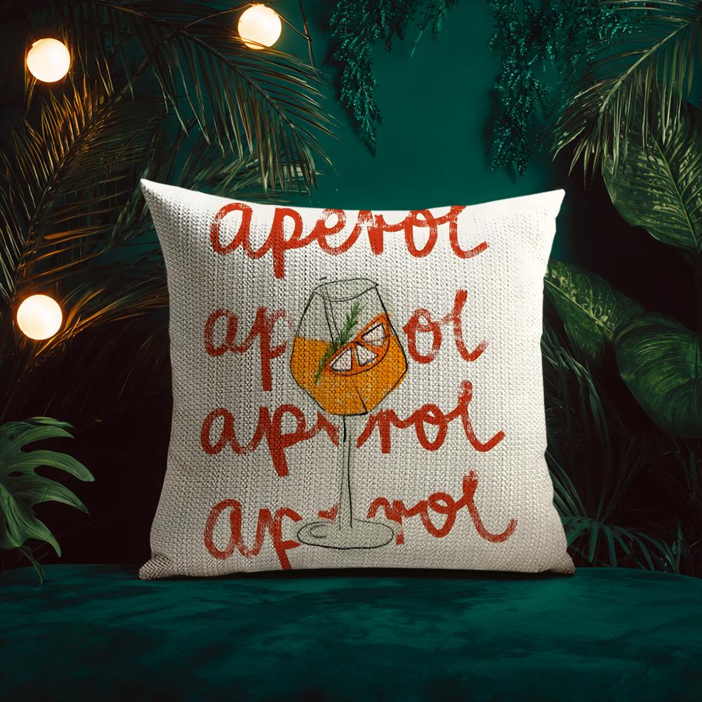 Federa per Cuscino Aperol Art Fashion in Lino Naturale Federa per Cuscino Stampa Double-Sided Federa Decorativa per Cuscino da Divano Decorazione per la Casa Regalo