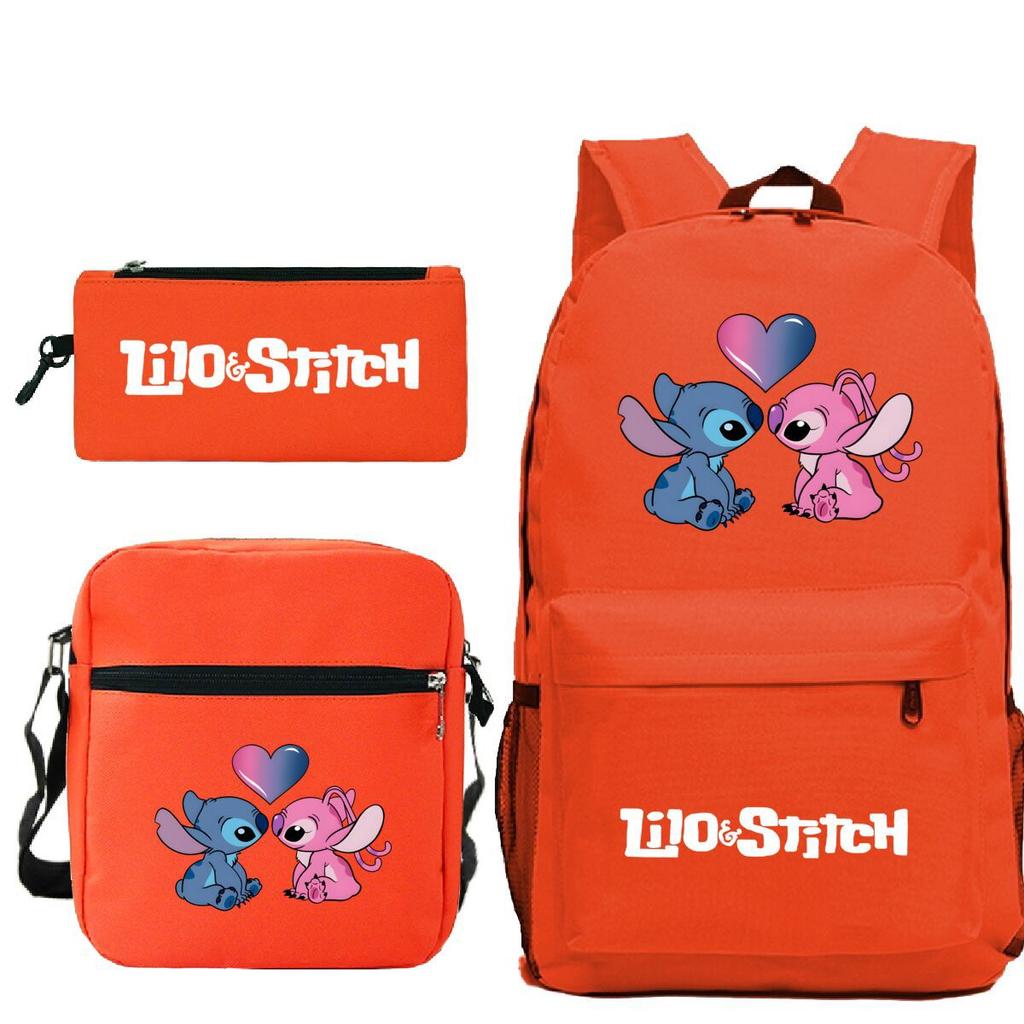 3 Piece School Backpack Set for Students Large Capacity Oxford Cloth Schoolbag with Shoulder Strap and Pencil Case