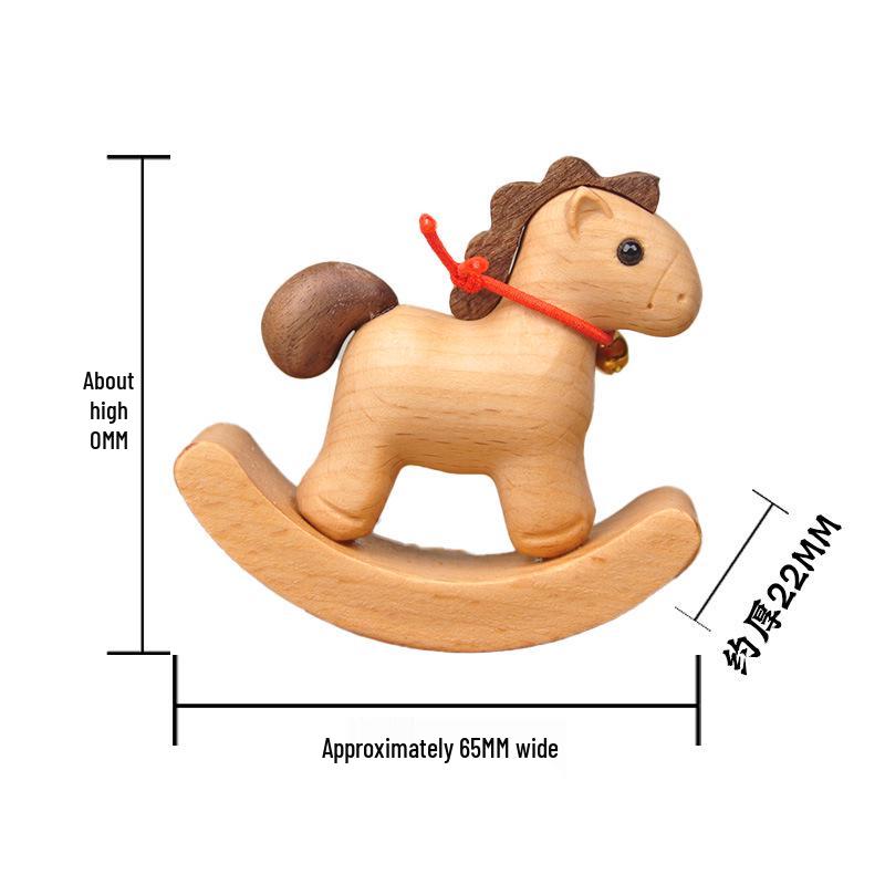 Handcrafted Beech Wood Rocking Horse Ornament - Creative Desktop Decoration
