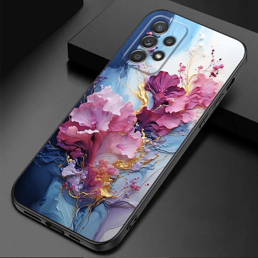 Marble Phone Case for Samsung Galaxy A71 A50 A21s A54 A41 A52s A51 A31 A53 A73 A55 A70 A16 A72 Black Cover