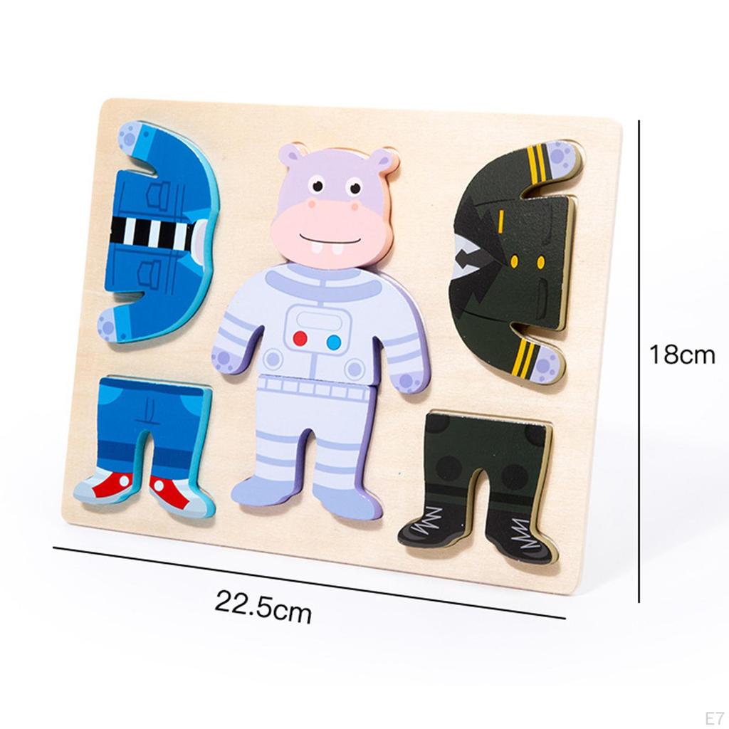 Wooden Dress Up Puzzles Sorting and Matching Educational Toys Animal Shape Montessori for Baby