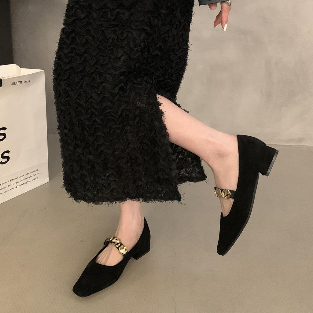 Coarse heel single shoes women's spring and autumn new evening shoes soft-soled ballet shoes with Mary Jane shoes women