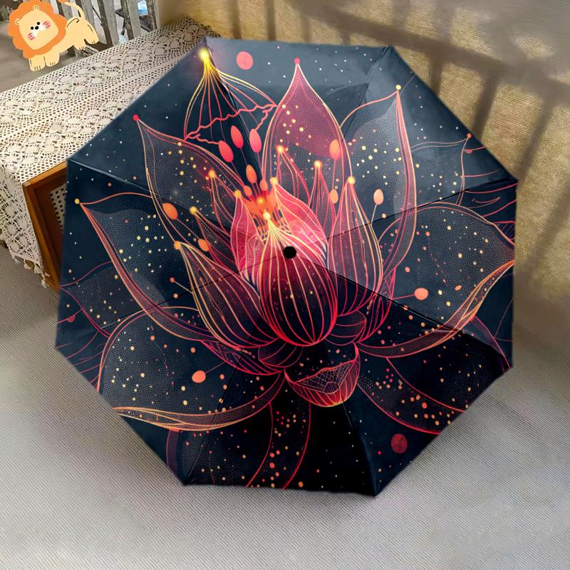 1 PC Automatic Folding Umbrella - Beautiful flowers Pattern, Portable & Foldable Design with 8 Ribs, Christmas Birthday Gifts