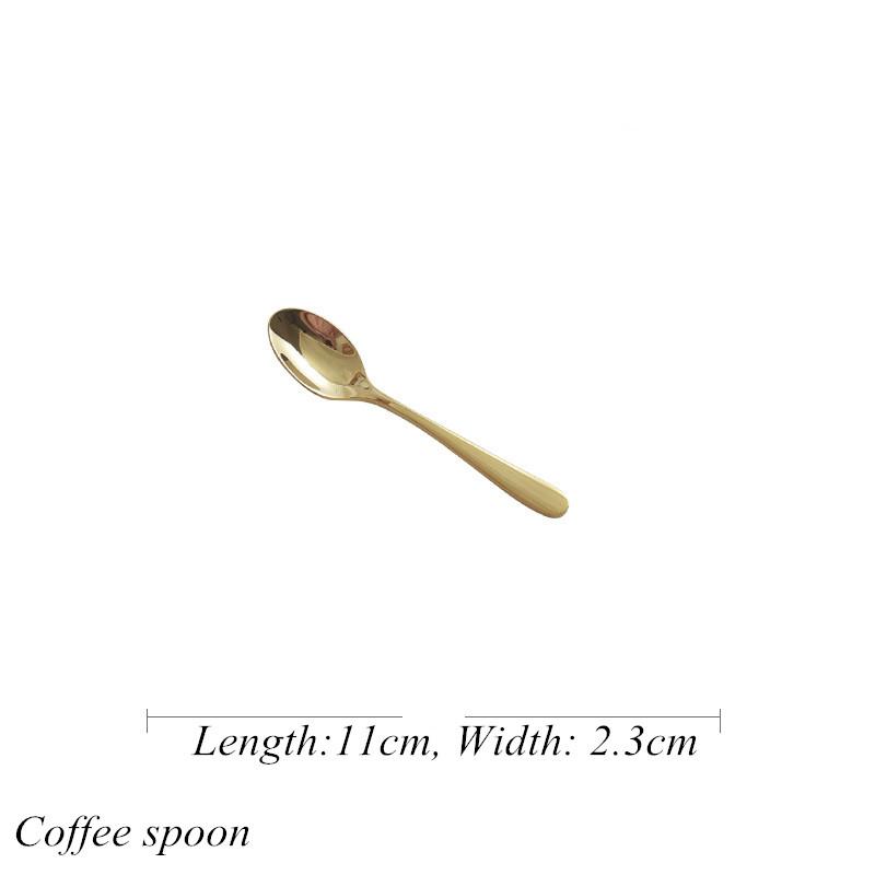 Gold Luxurious Stainless Steel Tableware, Knife, Fork, Spoon, Steak, Fish Dinner, Dessert, Salad, Coffee, Dinning Room