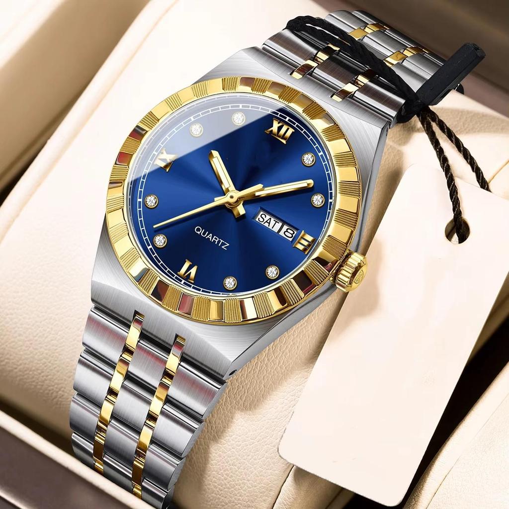 Women Quartz Watch Luminous Waterproof Week Date Wristwatch Stainless Steel Watches