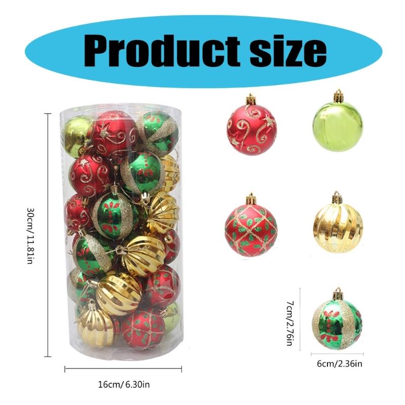 Set of 30 Unique Shape Colorful Baubles Christmas Tree Ornament Electroplated and Painted Sphere for Festival Decors