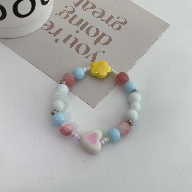 Macaron Cream Beaded Bracelet Sweet Love Star Bracelet Cute Niche Design Girlfriend Accessories