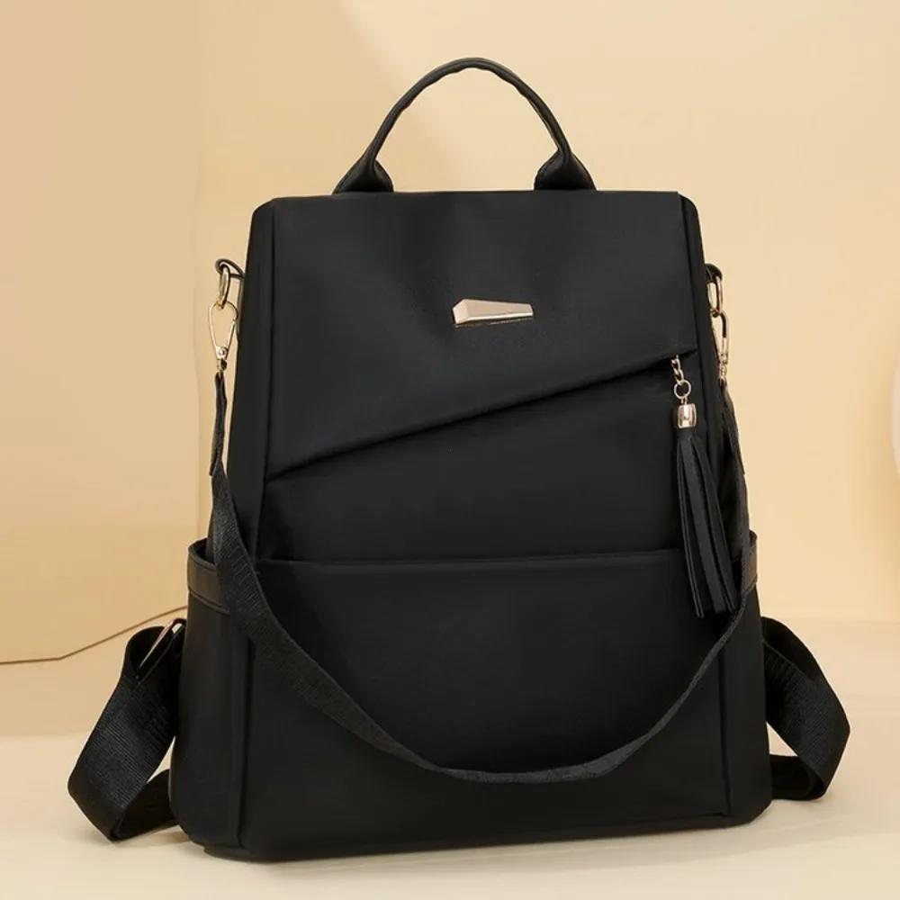 Travel Female Shoulder Bag Fashion Women’s Nylon Anti-theft Backpack Tassel Decorative Casual Large Capacity Student School Pack