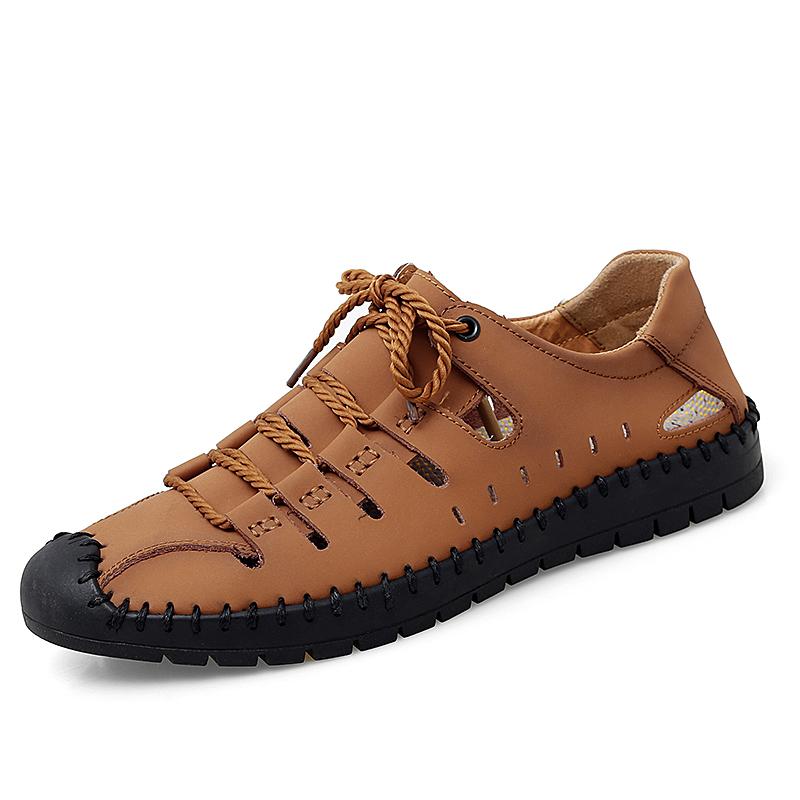 Summer Sandals Men Outdoor Hiking Shoes For Men Classic Casual Leather Sandals Male Large Size 47 Good Quality