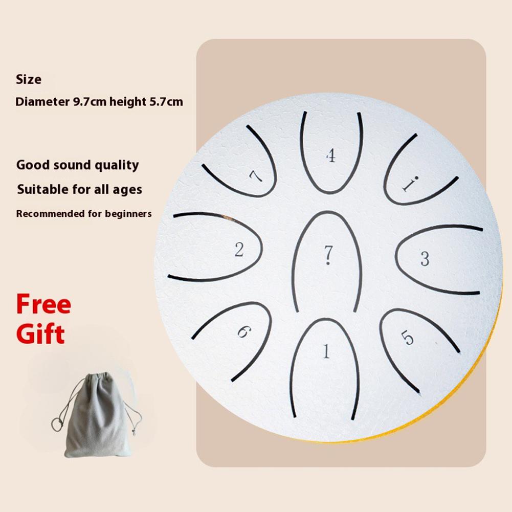 4 Inches Mini Hand Drum 9-Note Portable Rain Drum Set with Drum Mallet Chakra Drum Tone Steel Tongue Drum for Yoga Meditation белый