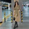 Womens Oversized Chic Trench Coat Korean Style A-Line Midi Longline With Belt Button