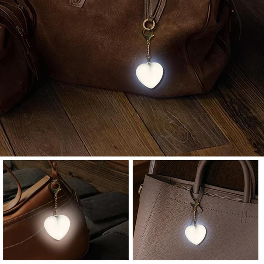 Heart Shape Keychain Night Light Touch Sensing LED Lamp Portable Bag Purse Accessories Birthday Present Camping