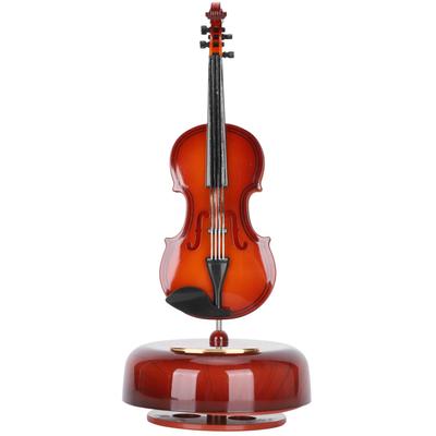 Rotating Violin Shape Music Box Musical Instrument Model Home Decorations with Stand