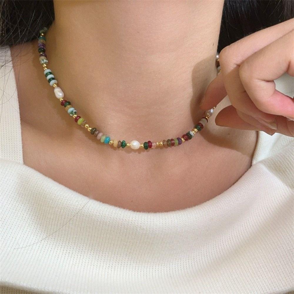 Natural Beads Stone Jewelry Elegant Female Jewelry New Freshwater Pearl Necklace Bracelet  Women