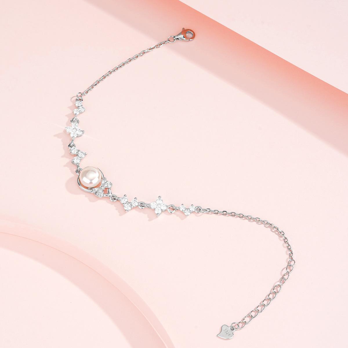Tichia Freshwater Pearl  S925 Sterling Silver Luxury Bracelet for Women 925 Silver