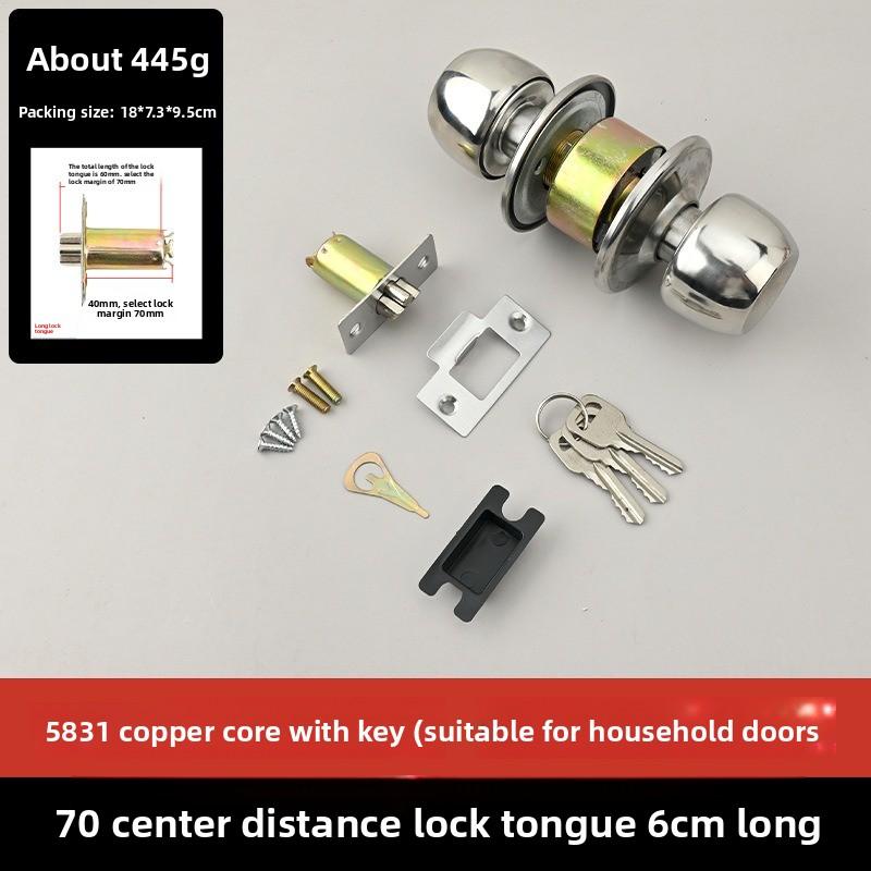 Stainless Steel Spherical Wooden Door Lock Bathroom Toilet Door Lock 5831 Ball Lock