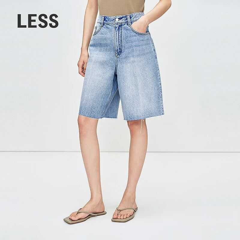 LESS 2025 Summer Autumn Cotton Straight Leg Denim Cropped Pants S