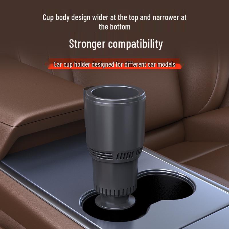 Universal Car Cup Holder for Hot & Cold Drinks - Portable One-Button Heating & Cooling Cup