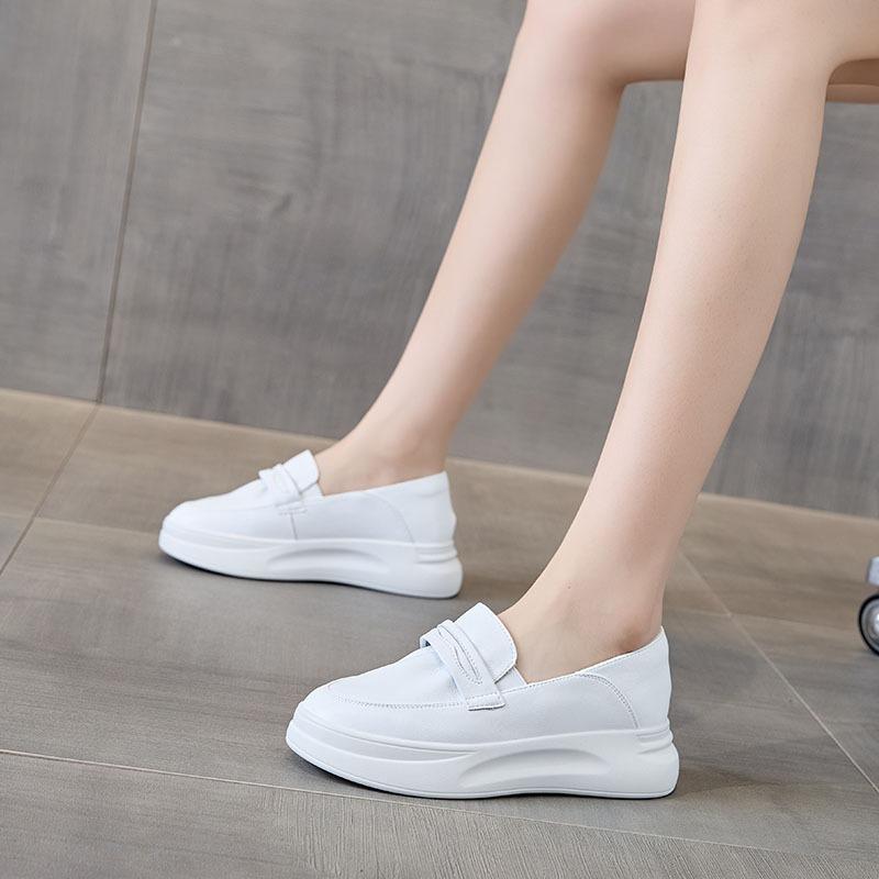 New leather little white shoes women's casual and lightweight women's shoes trendy women's single shoes breathable board shoes flat shoes
