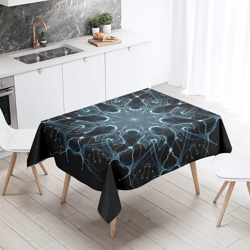 Waterproof Mandala Printed Tablecloth Wedding Party Restaurant Decoration Rectangle  Kitchen Table