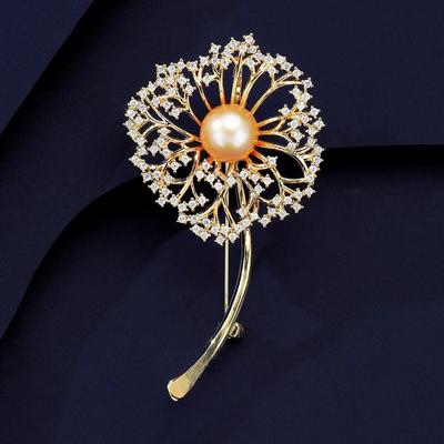 Exquisite Löwenzahn Brosche Hochwertig Atmosphärisch Luxus Blume Brosche Niedlicher Japanischer Perlen Pin Zubehör