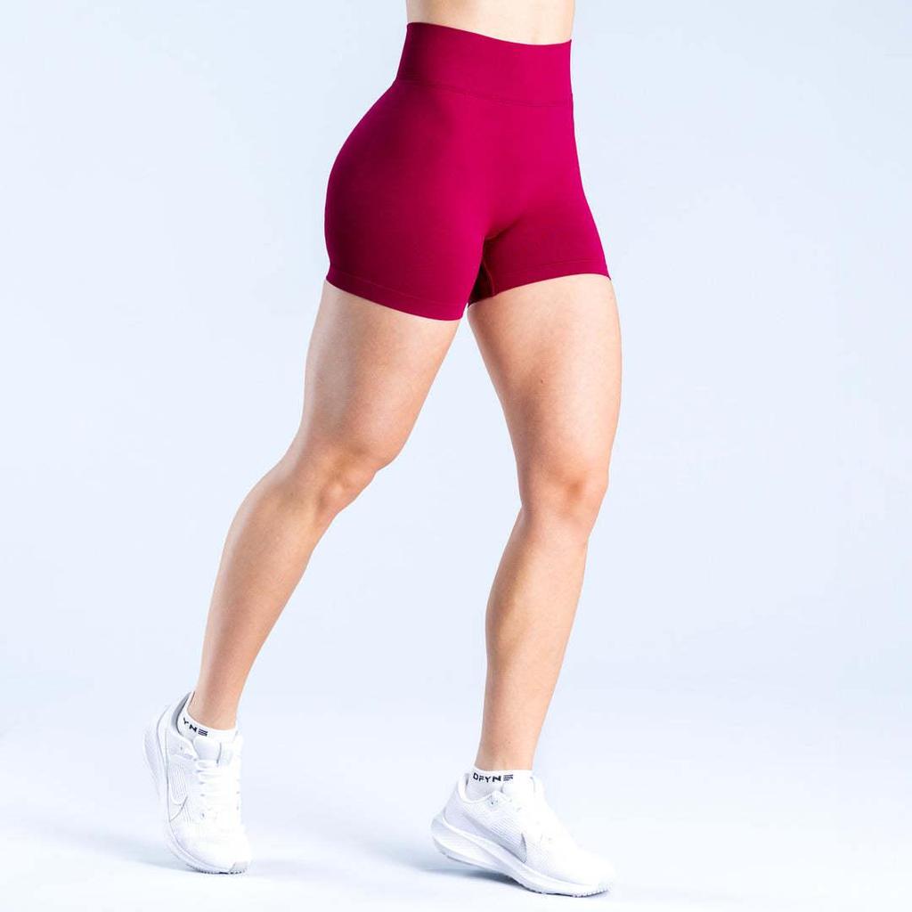 Pantalones Cortos de Yoga DF: 50 Colores, Cintura Original Fruncida de Tres Secciones, Levanta Glúteos, Tiro Bajo, Pantalones de Fitness sin Costuras de Tres Puntos